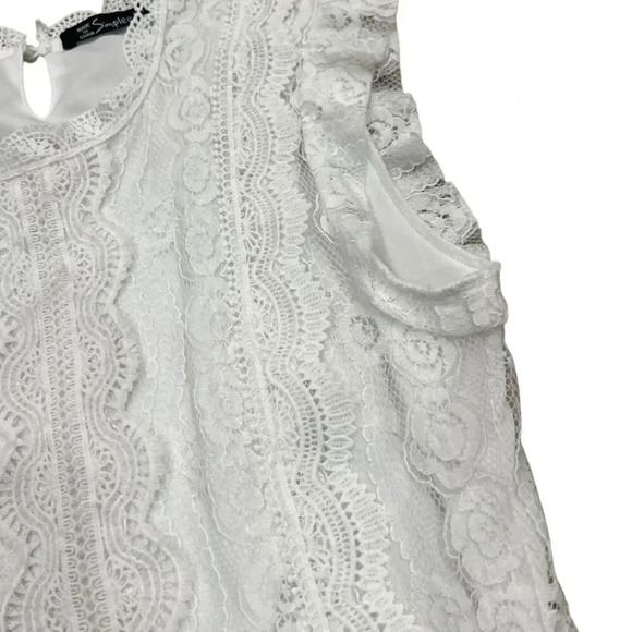 Simplee White Sleeveless Lace Blouse M - Picture 2 of 4